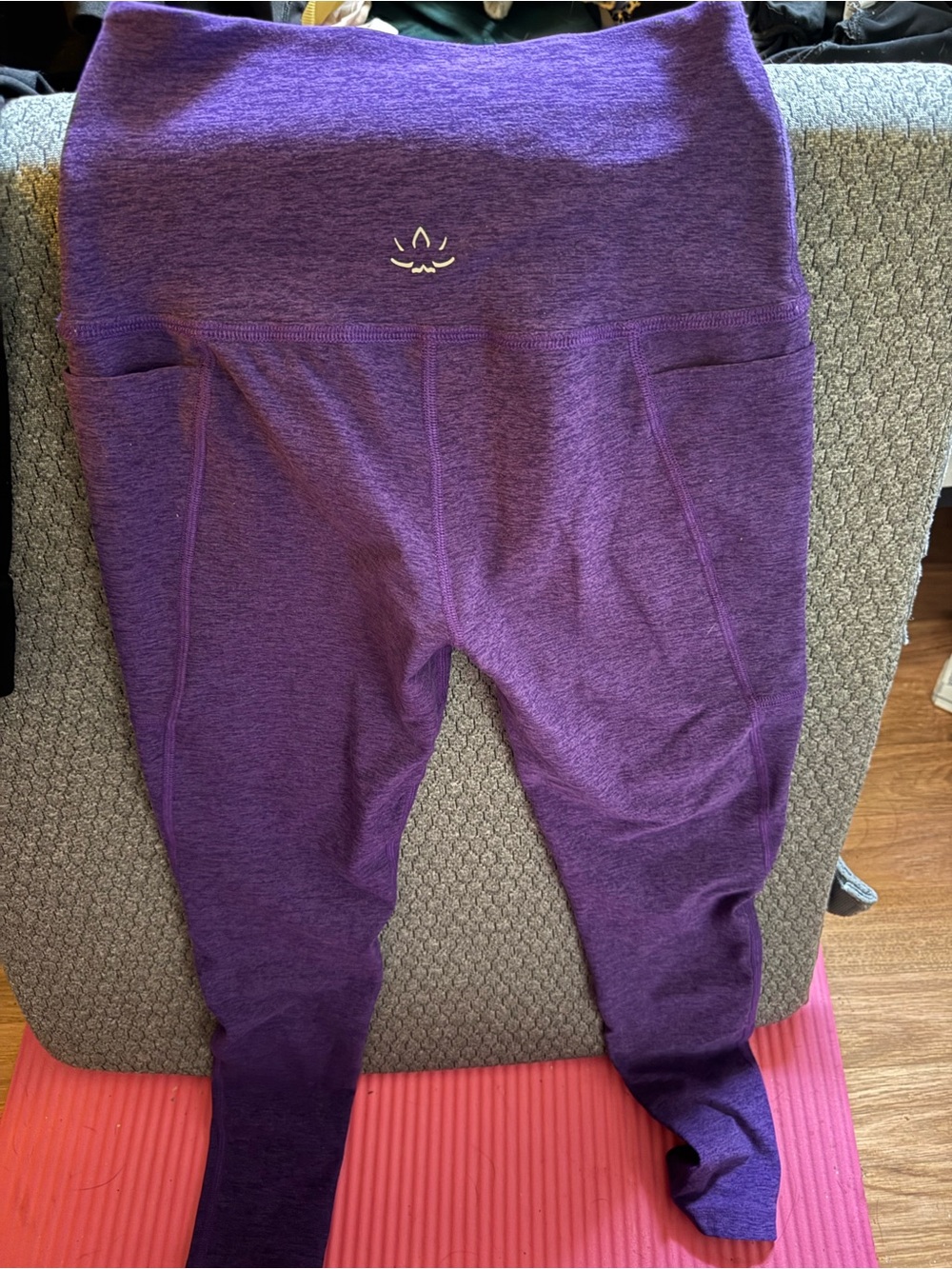 Beyond Yoga Heathered Purple Kids Leggings with Side Pockets